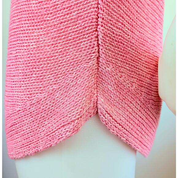Tommy Bahama Sweater XS Pink White Heathered Chunky Knit Oversized Short Sleeve - Picture 7 of 9